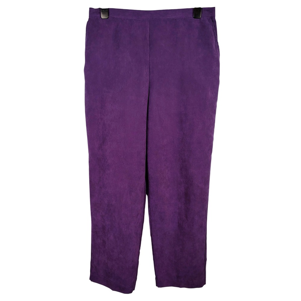 NWT Alfred Dunner Womens SZ 16 Anatolia Pants Plum Faux Suede Dark Academia Twee
